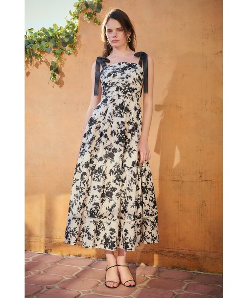 Estella.K ワンピース Sandra Floral-print long dress 2 ショルダー
