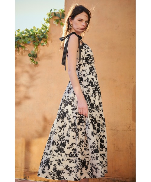 Estella.K ワンピース Sandra Floral-print long dress 2 ショルダー