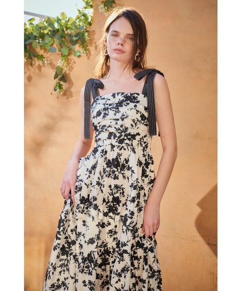 Estella.K ワンピース Sandra Floral-print long dress 2 ショルダー