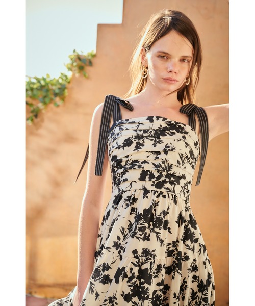 Estella.K ワンピース Sandra Floral-print long dress 2 ショルダー