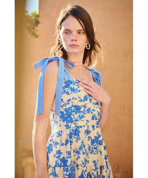 Estella.K ワンピース Sandra Floral-print long dress 2 ショルダー