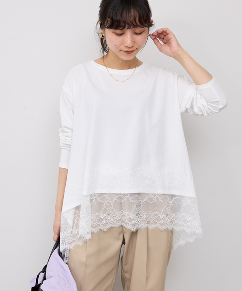 SLOBE IENA（スローブイエナ） tシャツ 「追加」レースコンビ