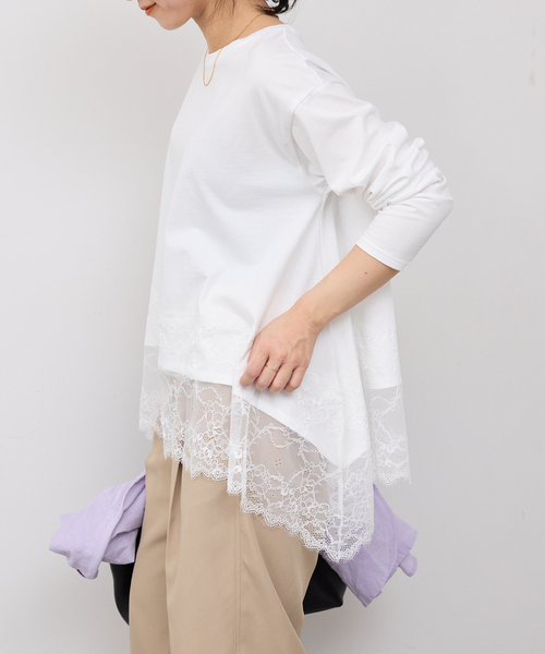 SLOBE IENA（スローブイエナ） tシャツ 「追加」レースコンビ