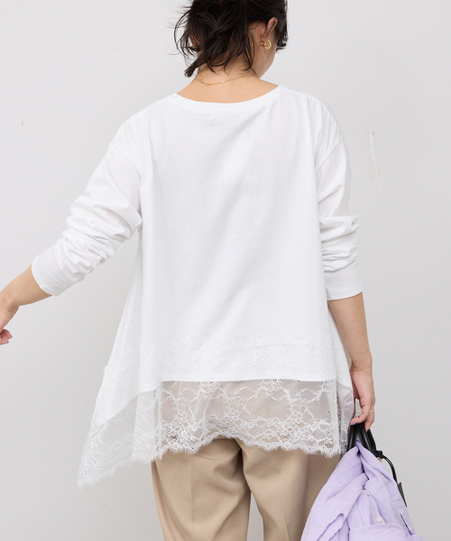 SLOBE IENA（スローブイエナ） tシャツ 「追加」レースコンビ