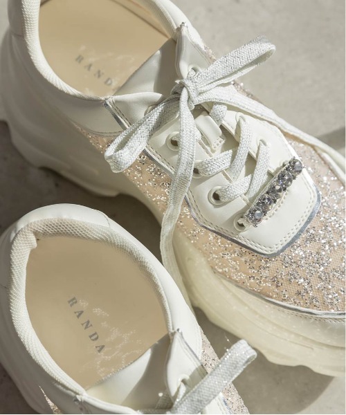 「RANDA」 ローカットスニーカー LL アイボリー レディース_画像3