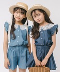 tシャツ フリルカラーデザイントップス+フレア...の詳細画像1