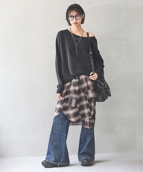 「PAGEBOY」 スウェットカットソー SMALL ダークネイビー レディース_画像4