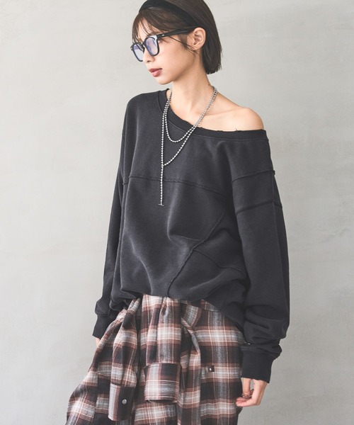 「PAGEBOY」 スウェットカットソー SMALL ダークネイビー レディース_画像5