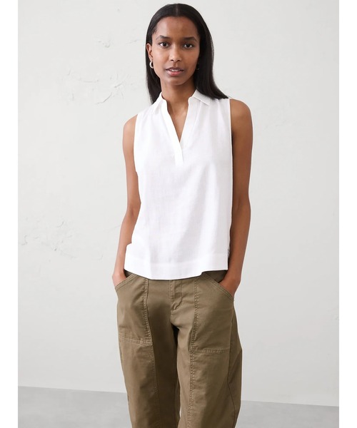ブラウス シャツ BANANA REPUBLIC FACTORY STORE　　リネン ブレンド ポップオーバートップス レディースの画像