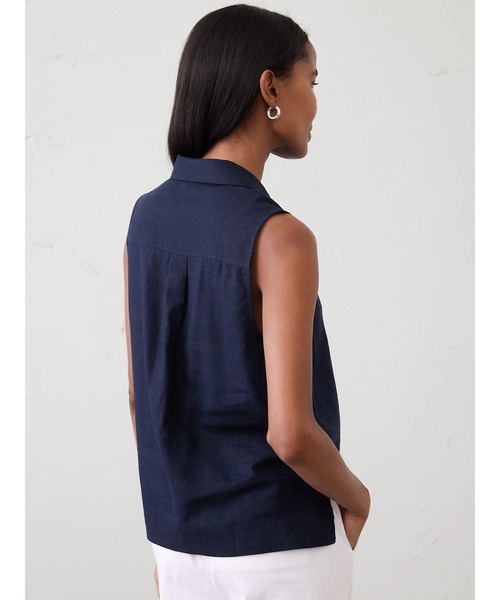 ブラウス シャツ BANANA REPUBLIC FACTORY STORE　　リネン ブレンド ポップオーバートップス レディースの画像