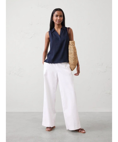 ブラウス シャツ BANANA REPUBLIC FACTORY STORE　　リネン ブレンド ポップオーバートップス レディースの画像