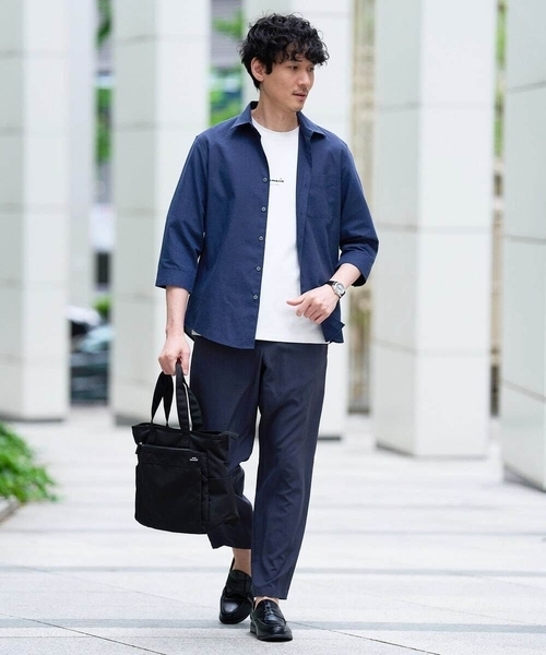 a.v.v（アー・ヴェ・ヴェ） 七分袖 シャツ 「接触冷感 / 速乾」リネン