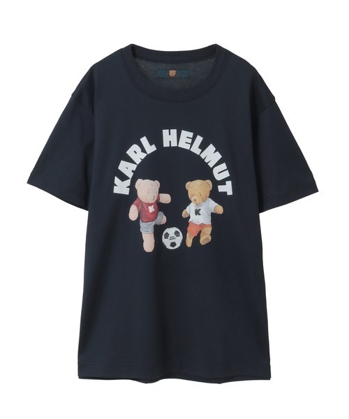 【美品】Karl Helmut テディベア クマ 総柄 半袖シャツ ブラック M Karl Helmut tシャツ サッカーくまプリントTシャツ メンズ レディース