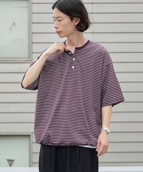 Healthknit（ヘルスニット） ヘンリーネック tシャツ メンズ