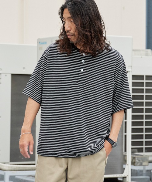 ワイパーHealthknit 別注ヘンリーネックTシャツ RELAXED FIT Healthknit（ヘルスニット） ヘンリーネック tシャツ メンズ