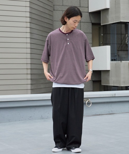 Healthknit（ヘルスニット） ヘンリーネック tシャツ メンズ