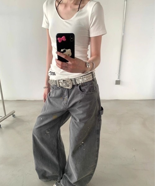 tシャツ 半袖 バックプリント 十字架デザインスリーブT Y2K 半袖