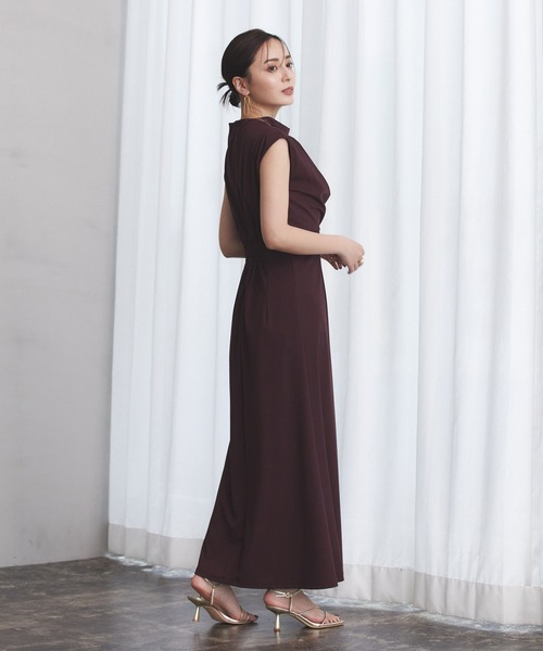 「anuans」 ノースリーブワンピース MEDIUM バーガンディー レディース_画像3