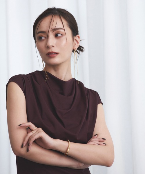 「anuans」 ノースリーブワンピース MEDIUM バーガンディー レディース_画像6