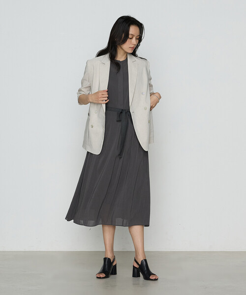 「K.T KIYOKO TAKASE」 半袖ワンピース 7号 ネイビー レディース_画像3