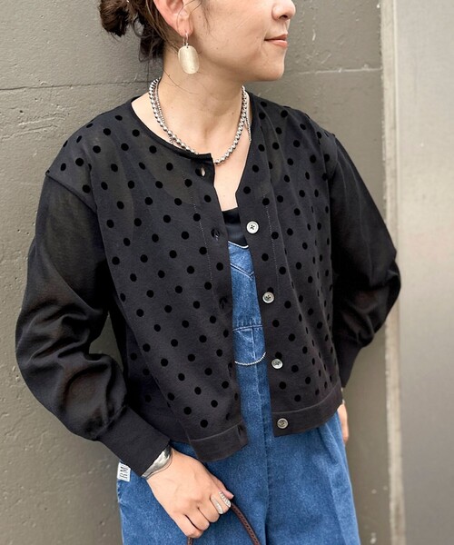 NOLLEY'S（ノーリーズ） カーディガン 「手洗い可能」フロッキードット
