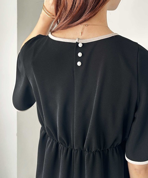 「GeeRA」 7分袖ワンピース LARGE ネイビー レディース_画像4