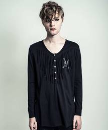 Roen（ロエン） ヘンリーネック tシャツ FRINGE SKULL HENLY NECK