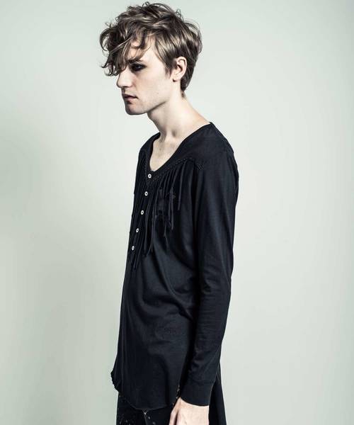 Roen ロエン ヘンリーネックカットソー /HIROMUTAKAHARA Roen（ロエン） ヘンリーネック tシャツ FRINGE SKULL HENLY NECK