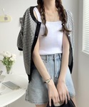 タンクトップ ノースリーブ ランダムリブ スク...の詳細画像2