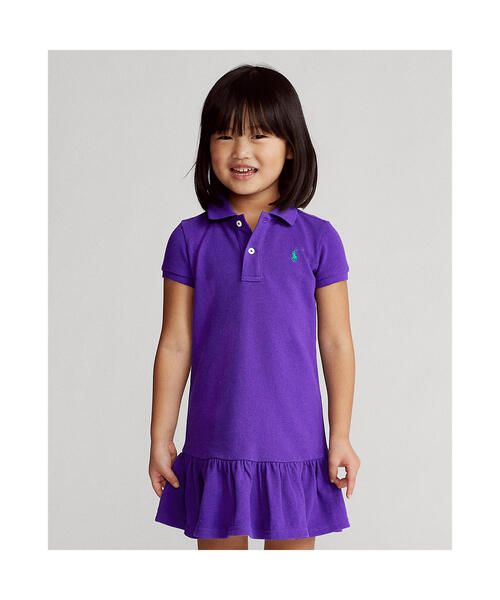 ワンピース コットン メッシュ ポロドレス RALPH ラルフ コットン メッシュ POLO LAUREN CHILDRENSWEAR，ポロ ローレン
