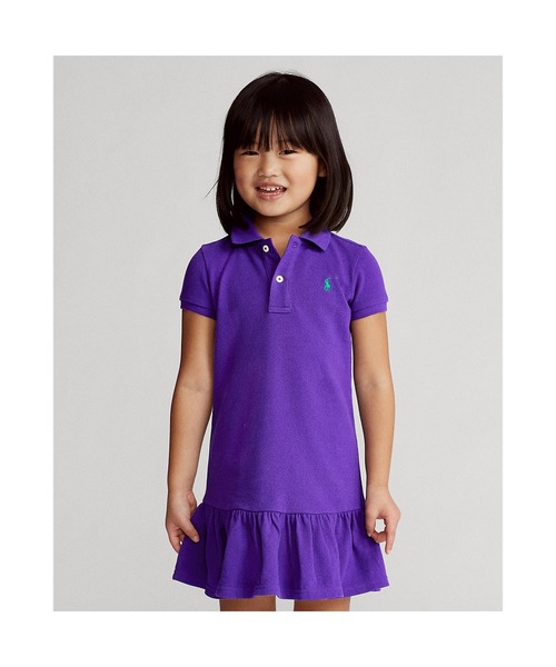 ワンピース コットン メッシュ ポロドレス RALPH ラルフ コットン メッシュ POLO LAUREN CHILDRENSWEAR，ポロ ローレン