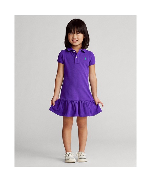 ワンピース コットン メッシュ ポロドレス RALPH ラルフ コットン メッシュ POLO LAUREN CHILDRENSWEAR，ポロ ローレン
