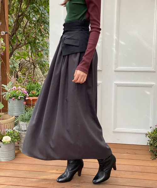 AVIE（アビィ） スカート カラーブロックボリュームマキシスカート