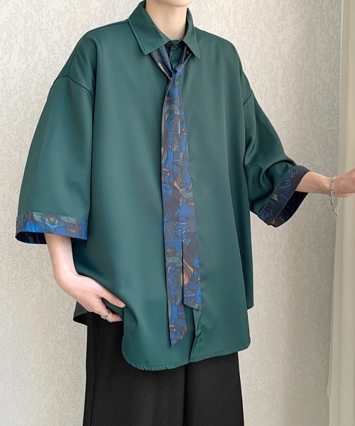 シャツ 「FVLMEN」4pattern tie design halfsleeve shirt/4