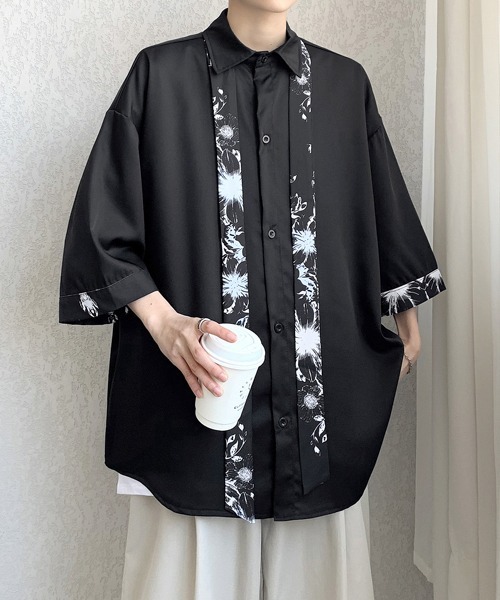 七分袖 シャツ 「FVLMEN」4pattern tie design halfsleeve shirt/4