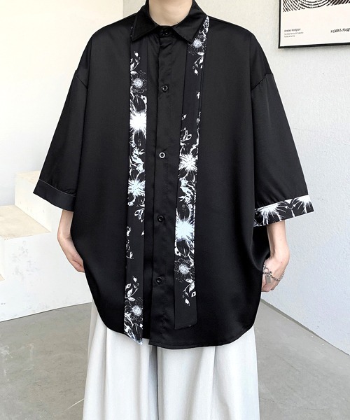 七分袖 シャツ 「FVLMEN」4pattern tie design halfsleeve shirt/4
