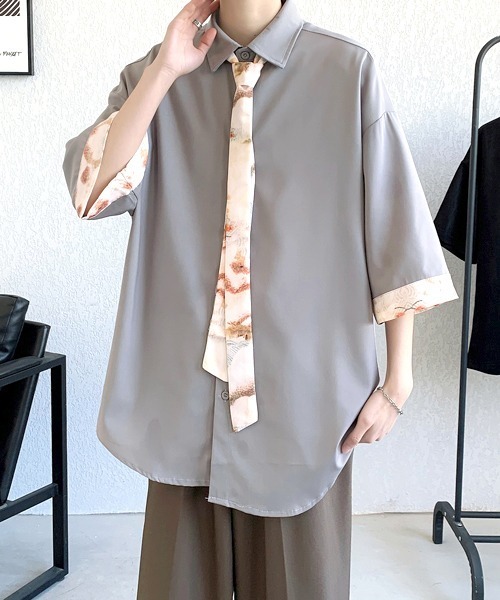 シャツ 「FVLMEN」4pattern tie design halfsleeve shirt/4
