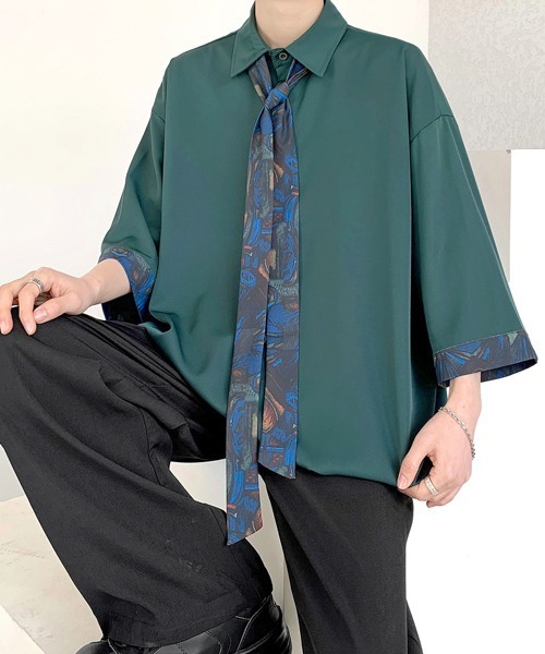 シャツ 「FVLMEN」4pattern tie design halfsleeve shirt/4