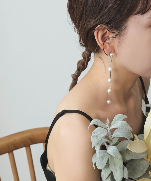 Kana ピアス 5連 パール ロング ピアス パーティー 結婚式 お呼ばれ