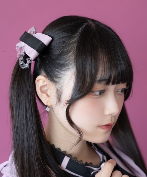 DearMyLove ヘアクリップ 大きめカチャベルトチェーンリボン2個セット