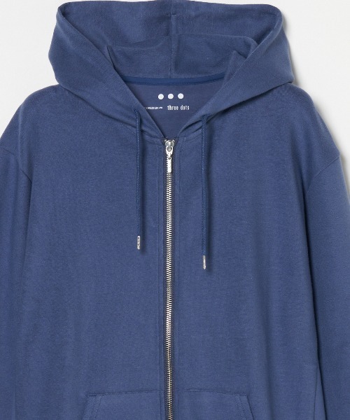 three dots（スリー ドッツ） パーカー コンパクトパイル ジップ