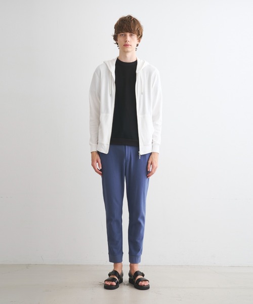 three dots パーカー コンパクトパイル ジップフーディ メンズ