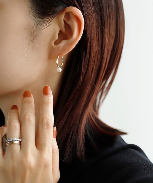 ピアス パイプフープパールピアス「L」 レディース