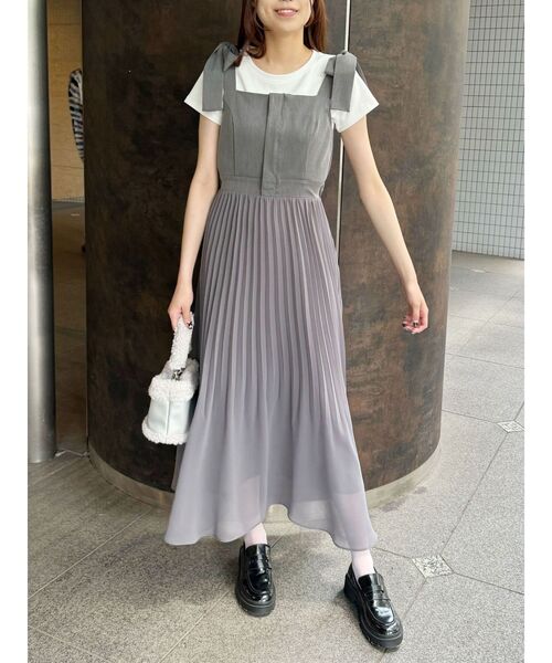 CALNAMUR ワンピース プリーツドッキングワンピース : ZOZOTOWN