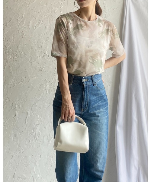 She's Closet tシャツ マーブル水彩ニュアンス柄半袖クルー