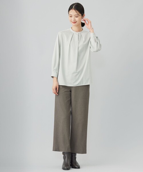 tシャツ シャツジャージー バンドカラー カットソー レディース