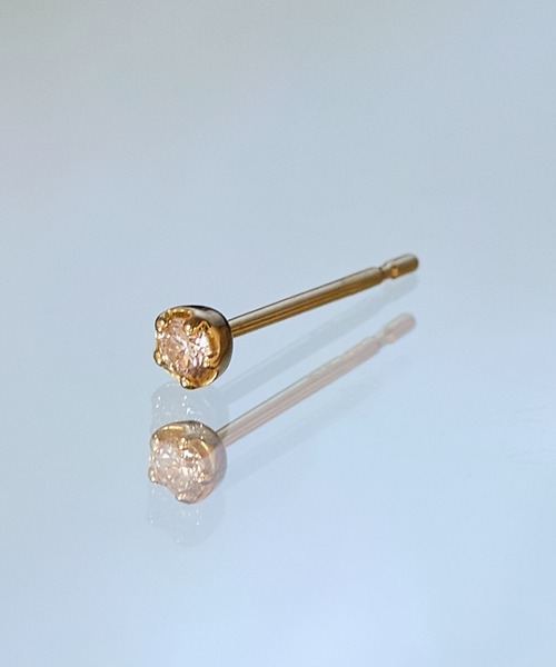 ピアス 「K18」一粒ダイヤモンドピアス/片耳/金属アレルギー対応「動画あり」 レディース メンズの画像