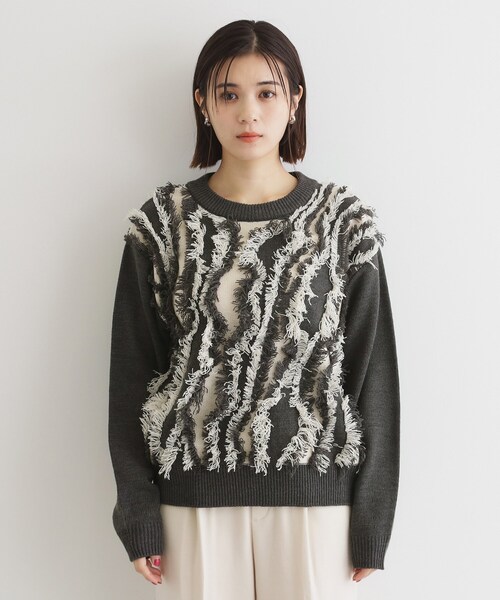 ニット セーター 「セットアップ可」フリンジニットプルオーバー/洗える レディース THE SHOP TK ニット セーター 「セットアップ可」フリンジニット
