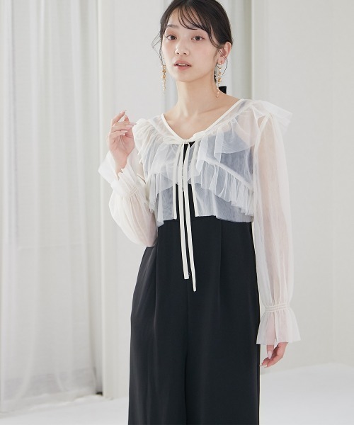 パーティードレス パンツドレス ワイドパンツ ボレロ ニアナ niana ボウタイボレロ付きオールインワンワイドパンツ