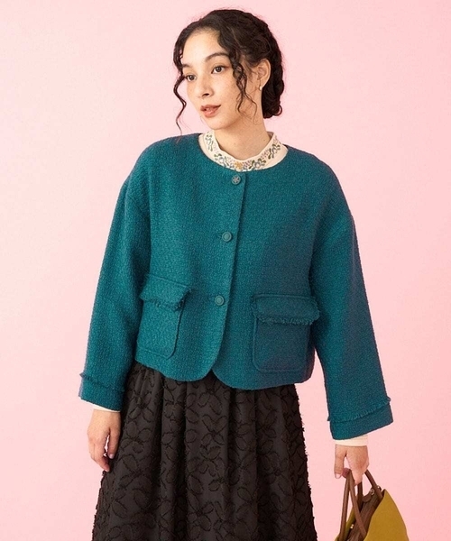 よしこ ノーカラー ジャケット ツイード LAUTREAMONT よしこ ノーカラー ジャケット ツイード LAUTREAMONT よしこ様 専用